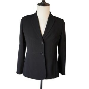 Ann Taylor Petites Black Blazer Jacket 4P Single Breasted Work Office‎